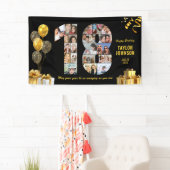 18. Geburtstag Nummer 18 Foto-Collage Schwarz Gold Banner (Insitu)