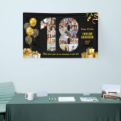 18. Geburtstag Nummer 18 Foto-Collage Schwarz Gold Banner (Messeveranstaltung)