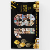 18. Geburtstag Nummer 18 Foto-Collage Schwarz Gold Banner (Vertikal)