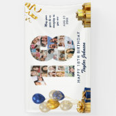 18. Geburtstag Nummer 18 Fotocollage Weiß Gold Banner (Vertikal)