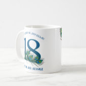 18. Geburtstag oder Jubiläum Pfauenfeder Kaffeetasse (Vorderseite Links)