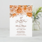 18. Geburtstag Orange Rose Blumenkohl Party Einladung (Stehend Vorderseite)