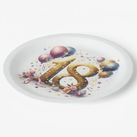 18. Geburtstag Pappteller (Schrägansicht)