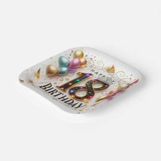 18. Geburtstag Pappteller (Gewinkelt)