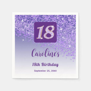 18. Geburtstag Party Funkelndes Lila Glitter Serviette