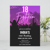 18. Geburtstag Party Rosa Neon Einladung (Stehend Vorderseite)