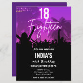 18. Geburtstag Party Rosa Neon Einladung (Vorne/Hinten)