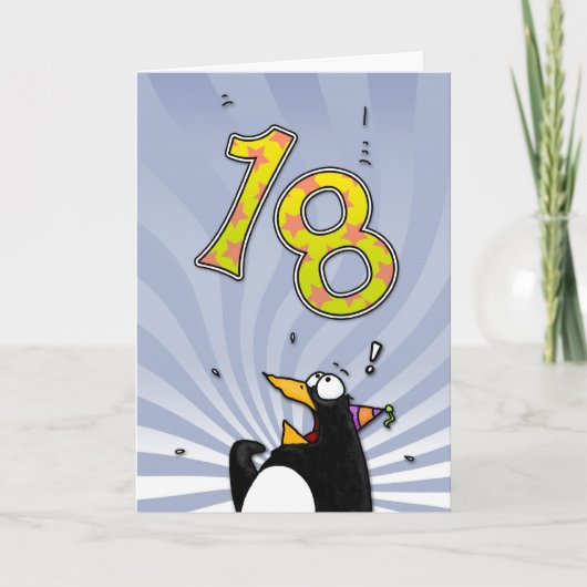 18. Geburtstag - Pinguin-Überraschungs-Karte Karte (Vorderseite)