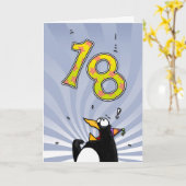 18. Geburtstag - Pinguin-Überraschungs-Karte Karte (Gelbe Blume)