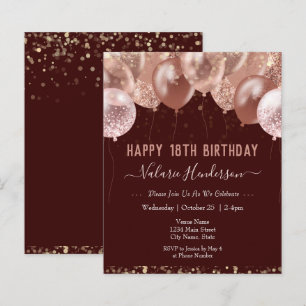 18. Geburtstag Pink Balloons Haushalt Einladung