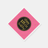 18. Geburtstag Pink Black Gold Dots Serviette (Ecke)