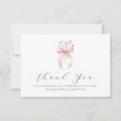 18. Geburtstag Pink Bow Wildblume Flat Dankeskarte (Vorderseite)