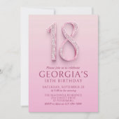 18. Geburtstag Pink Diamonds Einladung (Vorderseite)