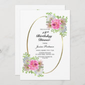 18. Geburtstag Pink Gold Party Einladung (Vorne/Hinten)