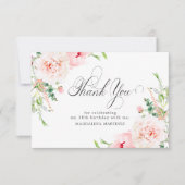 18. Geburtstag Pink Peony Floral Flat Dankeskarte (Vorderseite)