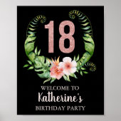 18. Geburtstag Pink Personalisiert Poster (Vorne)
