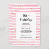 18. Geburtstag Pink Stripe Party Einladung (Vorne/Hinten)