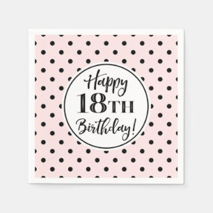 18. Geburtstag Pink White Black Dots Napkins Serviette
