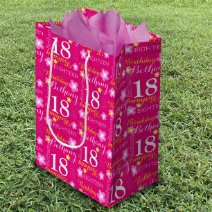18. Geburtstag pinkfarbener individuelle Name Gesc Mittlere Geschenktüte