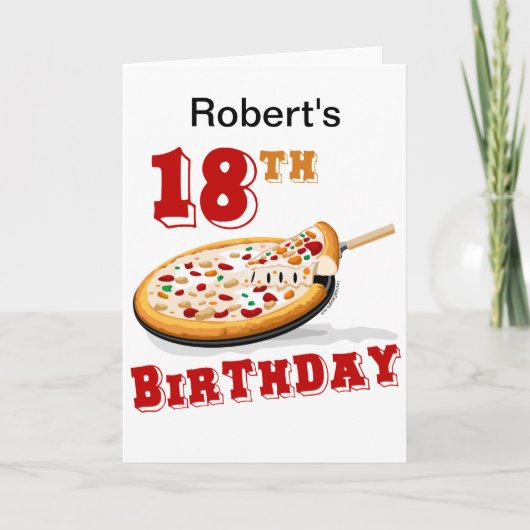 18. Geburtstag Pizza Party Karte (Vorderseite)