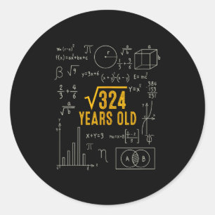18. Geburtstag Quadratwurzel Von 324 Liebe Mathe 1 Runder Aufkleber