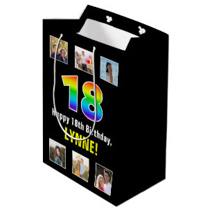 18. Geburtstag: Regenbogen "18", benutzerdefiniert Mittlere Geschenktüte