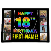 18. Geburtstag: Regenbogentext, benutzerdefinierte Große Geschenktüte (Vorderseite)