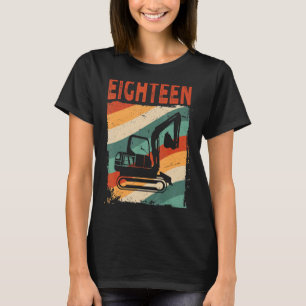 18. Geburtstag Retro Bagger Baufahrzeug T-Shirt