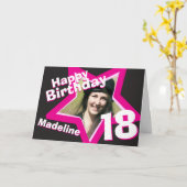 18. Geburtstag rosa benutzerdefinierte Fotokarte Karte (Gelbe Blume)