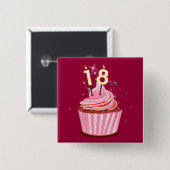18. Geburtstag - Rosa Cupcake Button (Vorne & Hinten)