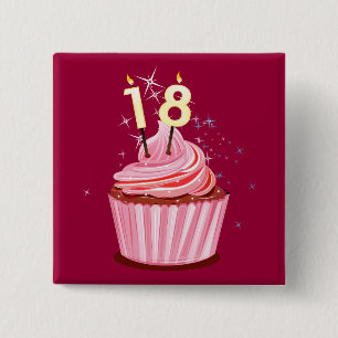 18. Geburtstag - Rosa Cupcake Button