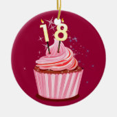 18. Geburtstag - Rosa Cupcake Keramikornament (Vorne)