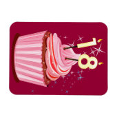 18. Geburtstag - Rosa Cupcake Magnet (Horizontal)