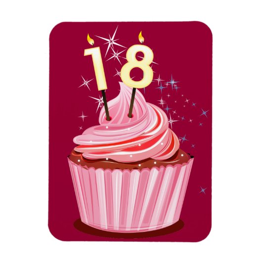 18. Geburtstag - Rosa Cupcake Magnet (Vertikal)
