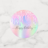 18. Geburtstag rosa Foto holografisch Konfetti (Klein Vorderseite)