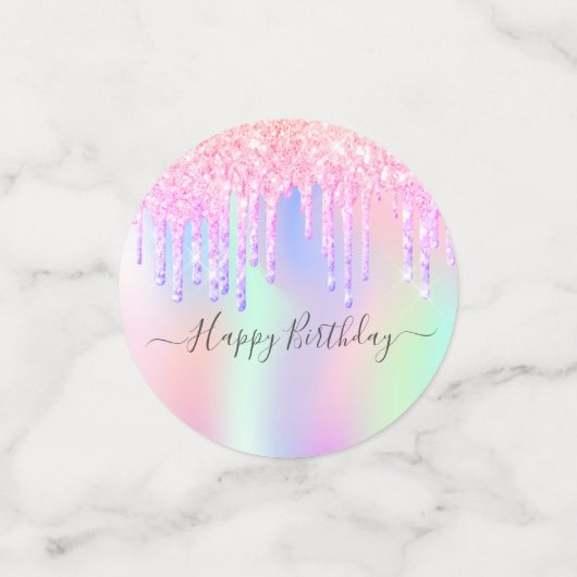 18. Geburtstag rosa Foto holografisch Konfetti (Klein Vorderseite)
