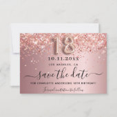 18. Geburtstag Rosa Glitzer Glitzern Save The Date (Vorderseite)