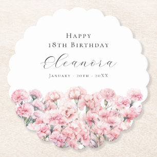 18. Geburtstag Rosa Nelke Januar Geburtsblume Untersetzer