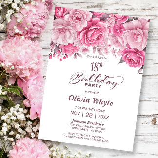 18. Geburtstag Rosa Party Einladung