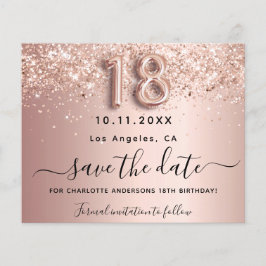 18. Geburtstag Rose Glitzer Haushalt Save the Date Flyer