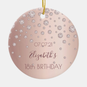 18. Geburtstag rose gold Diamanten 18 Keramik Ornament