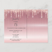 18. Geburtstag Rose Gold Glitzer Tropfen Einladung Postkarte (Rückseite)