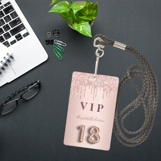 18. Geburtstag Rose Gold Glitzer Tropfen Rosa Glam Ausweis