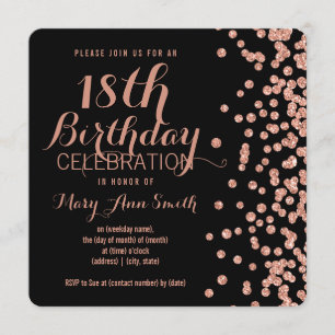 18. Geburtstag Rose Gold Imitate Glitzer Confetti Einladung