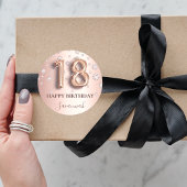 18. Geburtstag Rose Gold rosa Diamanten Runder Aufkleber