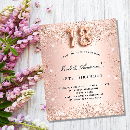 18. Geburtstag Rose Gold Schwarz Glitzer Haushalt Flyer