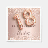 18. Geburtstag Rose Goldblüte Glitzer Name Serviette (Vorderseite)