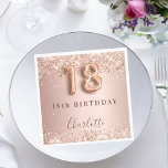18. Geburtstag Rose Goldblüte Glitzer Name Serviette<br><div class="desc">Elegant,  klassisch,  glamourös und mädchenhaft für eine 18. Geburtstagsfeier. Rose Gold und Farbverlauf. Dekoriert mit Rose Gold,  Imitat Glitzer,  Glitzern. Personalisieren und einen Namen hinzufügen. Der Name ist mit einem modernen,  dunklen Rose gefärbten Handschrift geschrieben. Nummer 18 wird mit einem Schriftart im Ballonstil geschrieben.</div>