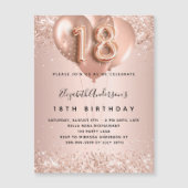 18. Geburtstag Rose Goldblütenballons Luxus Magneteinladung (Vorderseite)