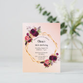 18. Geburtstag Rose Goldene Blüte Postkarte (Stehend Vorderseite)